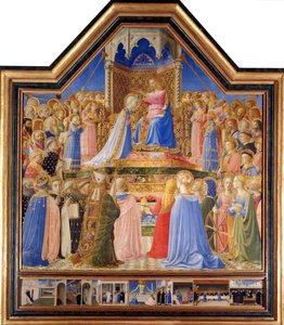 Jomfruens kroning, ca. 1430-32 (tempera på panel) - "" Jomfruens kroning"" Maleri af Guido di Pietro (eller Fra Giovanni da Fiesole) kaldet Fra Angelico ou il Blessed (1387-1455) 15. århundrede Sol. 2,09x2,06 m Paris, Louvre-museet.