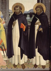 Detalje af Saint Dominica og Saint Peter Martyr. St. Dominikus polytykon. 1428-1430 (tempera på træ) af Fra  Angelico