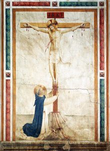 St. Dominic, der tilbeder krucifikset af Giovanni da Fiesole, kendt som Fra Angelico (ca. 1400-1455), fresko, korridoren i Sankt Markusklosteret, Firenze