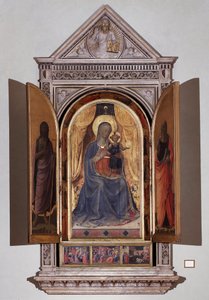 Jungfrau mit Kind. Offenes Tabernakel der Linaioli von Fra  Angelico