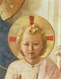 Detalje af Kristusbarnet fra Madonna delle Ombre Madonna of the Shadows, 1450 fresco