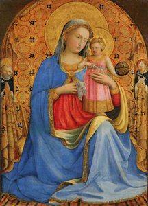 Tysk: Maria mit dem Kind und Heiligen Madonna und Kind af Fra Angelico