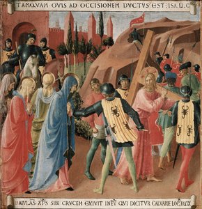 Historien om Kristi liv: opstigningen til Golgata, bærelsen af korset af Fra Angelico