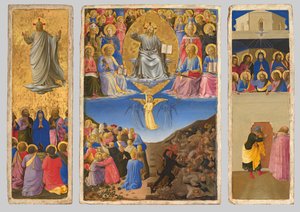 Italiensk: Trittico (Ascensione, Giudizio Universale, Pentecoste) Triptykon af den sidste dom, himmelfarten og pinsen af Fra Angelico