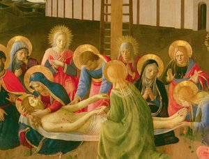 Klagesang over den døde Kristus, 1436-41 (tempera på panel) (detaljer)