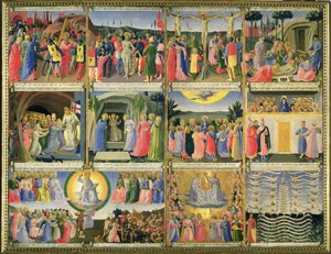 Scener fra Kristi lidenskab og den sidste dom, oprindeligt skuffer fra et skab med sølv, ca. 1450-53 (tempera på panel) (se også 98902-6) af Fra Angelico