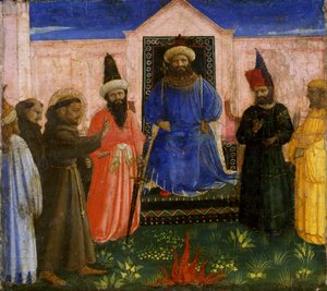 Retssagen mod St. Frans før sultanen, ca. 1435-40 (tempera på poppeltræ)