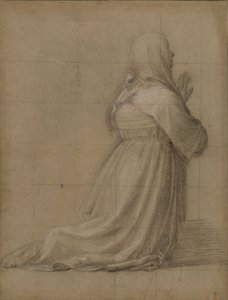Knælende kvinde i bøn, set bagfra (studie til figuren af Sankt Katharina) af Fra Bartolomeo