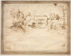 Bondegård på skråningen af en bakke, ca. 1508. af Fra Bartolommeo