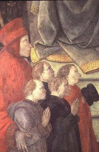 Portræt af Datini og Buonomini del Ceppo, fra Madonna del Ceppos altertavle af Fra Filippo Lippi