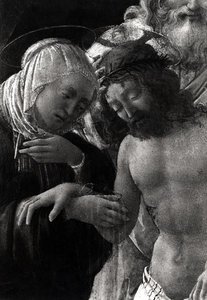 Begravelsen, detalje af Jomfruen og Kristus af Fra Filippo Lippi