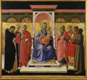 Hellig samtale Annalena altertavle, ca 1435. af Fra Giovanni Angelico da Fiesole