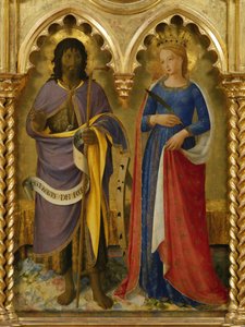 Sankt Johannes Døberen og Sankt Katarina af Alexandria Fra Perugia-altertavlen, ca 1437. af Fra Giovanni Angelico da Fiesole