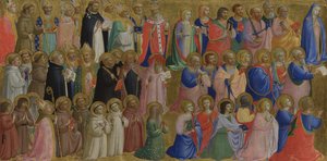 Jomfru Maria med apostlene og andre hellige panel fra Fiesole San Domenico altertavle, ca. 1423-1424 af Fra Giovanni Angelico da Fiesole