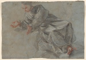 En munk siddende med udstrakte arme [Studie for jomfruen i den salige Felice da Cantalices vision] af Fra Semplice da Verona