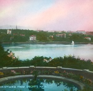 Udsigt fra Oscarshall, Christiania, Oslo, Norge, slutningen af det 19.-begyndelsen af det 20. århundrede.
