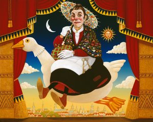 Dan Leno (1860-1904) som Mother Goose, 1996 (olie og tempera på panel)