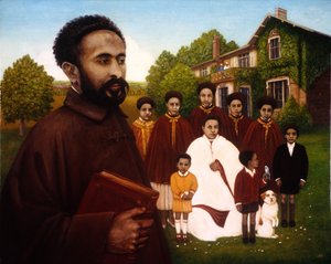 Haile Selassie i eksil, 1987 (olie og tempera på panel) af Frances Broomfield