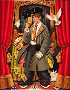 Harpo, 2010 (olier og tempera på panel) af Frances Broomfield
