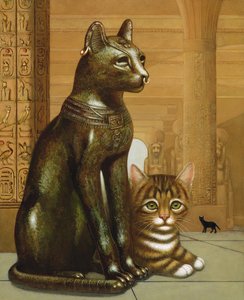 Mike the British Museum Kitten, 1995 (olie og tempera på panel) af Frances Broomfield