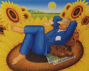 Van Goghs solsikker, 1998 (olie og tempera på panel)