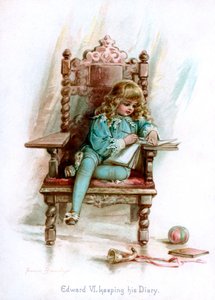 Edward VI, der fører sin dagbog, 1897.