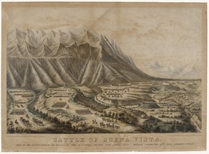 Slaget ved Buena Vista, 1847 (kromolitografi på vævet papir) af Frances Flora Bond Palmer