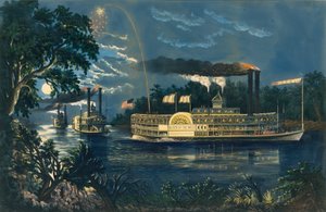Rounding a Bend on the Mississippi - The Parting Salute, 1866.