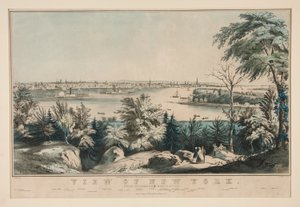 Udsigt over New York fra Weehawken-North River af Frances Flora Bond Palmer