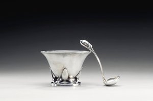 Bowl and spoon, c.1910 (silver) af Frances MacBeth Glessner