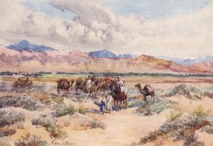 En karavane i Sahara (farvelitografi) af Frances Nesbitt