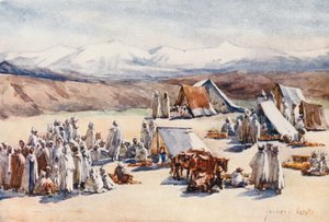 Markedsdag, Timgad (farvelitografi) af Frances Nesbitt