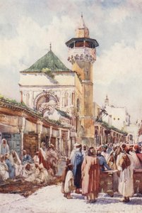 Moskeen i Sidi Ben Ziad, Tunis, auktionsdagen (farvelitografi) af Frances Nesbitt