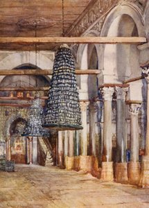Moskeen i Sidi Okba, Kairouan (farvelitografi) af Frances Nesbitt