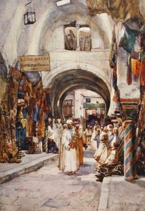 Souk des Etoffes, Tunis (farvelitografi)