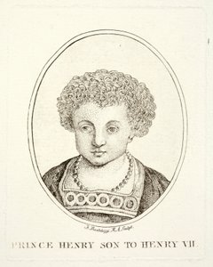 Prins Henrik, den kommende kong Henrik VIII, søn af Henrik VII og Elizabeth af York (gravering) af Francesco (after) Bartolozzi