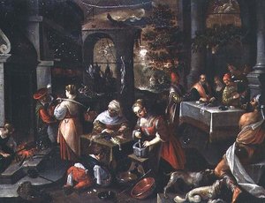 Lazarus ved dykkerfesten af Francesco (circle of) Bassano