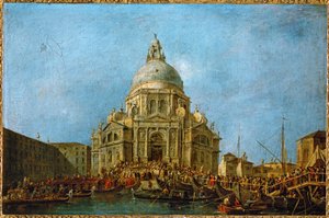 Dogen besøger La Salute den 21. november, dagen til minde om afslutningen på pesten i 1630 ... af Francesco (circle of) Guardi