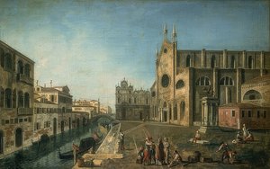 Udsigt over Venedig med kirken Santi Giovanni e Paolo. 1735-1740