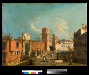 Udsigt over campoen og portene til Arsenalet, Venedig Maleri af Francesco Albotto (1721-1757) 1743-1746 Privat samling