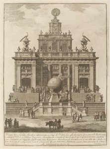 Et sted til glæde med en luftballon, til Kina-festivalen, 1785. af Francesco Barbazza