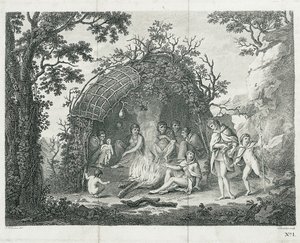 Et billede af indianerne på Terra del Fuego i deres hytte (uden titel) af Francesco Bartolozzi