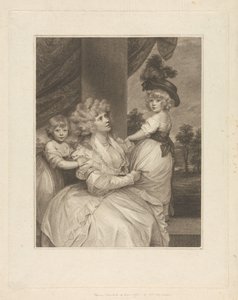 Jane, grevinde af Harrington, med sine børn, lord Petersham og den ærede Lincoln Stanhope af Francesco Bartolozzi