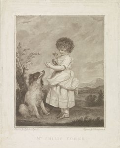 Portræt af Philip Yorke med hund og fugl af Francesco Bartolozzi