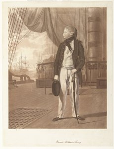 Portræt af prins William Henry ombord på et krigsskib fra den britiske kongelige flåde. af Francesco Bartolozzi
