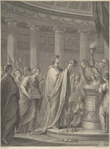 Den romerske general Julius Cæsar indvier Venus Genetrix-templet på Cæsars Forum i Rom, 46 f.Kr. af Francesco Bartolozzi