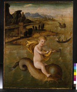 Arion rider på en delfin, ca. 1509-10 tempera & olie på panel af Francesco Bianchi Ferrari