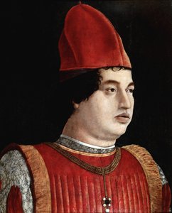 Portræt af Gianfrancesco Gonzaga II (1400-tallet) (Jean Francois Gonzague) Marquis of Mantua Maleri af Francesco Bonsignori (1455-1519) omkring 1490 Bergamo. Carrara Academy Gallery