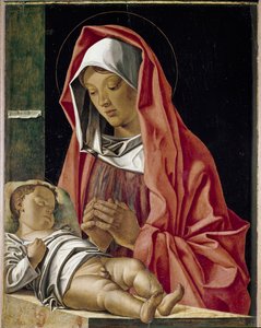 Jomfru tilbeder barnet Maleri af Francesco Bonsignori (ca. 1455-1519) 1483 Verone, Museo di Castelvecchio Italien