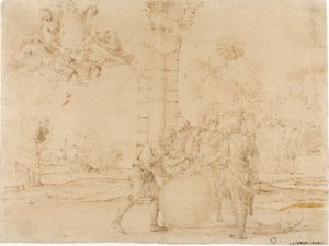 Octavian, Mark Antony og Lepidus deler Romerriget med Bologna i baggrunden